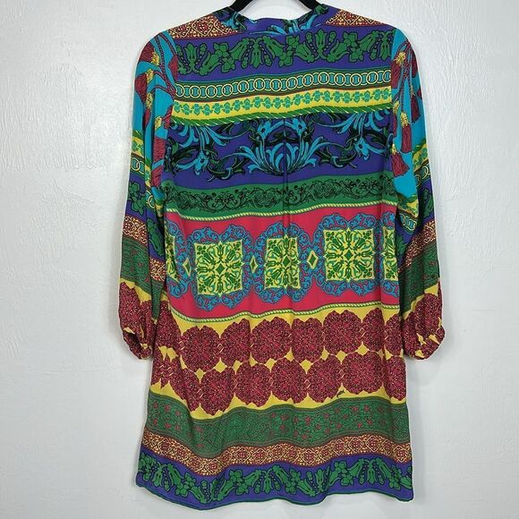 Hale Bob Silk Colorful Relaxed Fit 3/4 Sleeve Tunic Top Size L - Picture 4 of 9